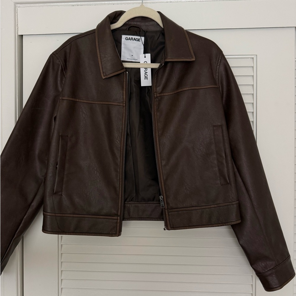 Garage Dark Brown Faux Leather Jacket